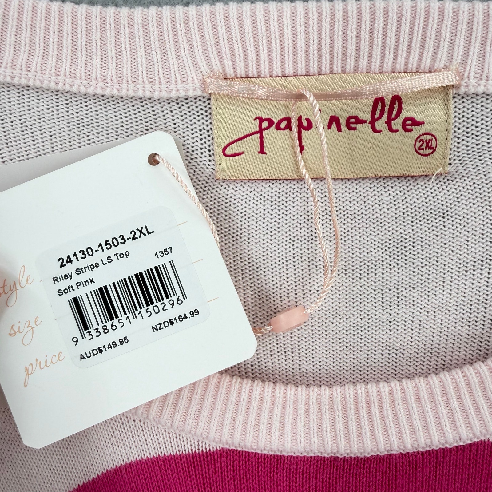 Papinelle New Pink Multicolor Striped Knit Feminine Preppy Loungewear Sweater — image 7 of 8